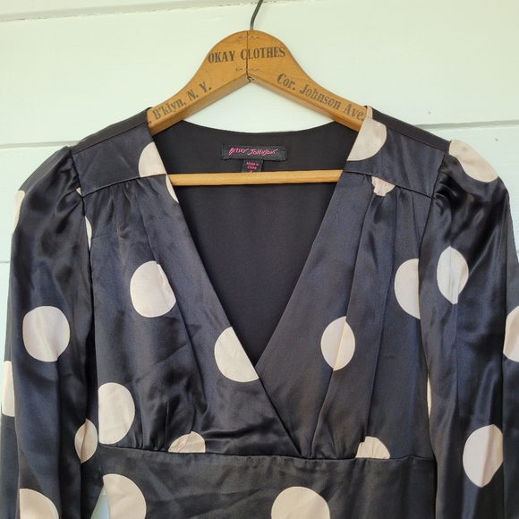 Vintage Betsey Johnson Black Silk Polka Dot Dress Size 4 - Picture 5 of 8